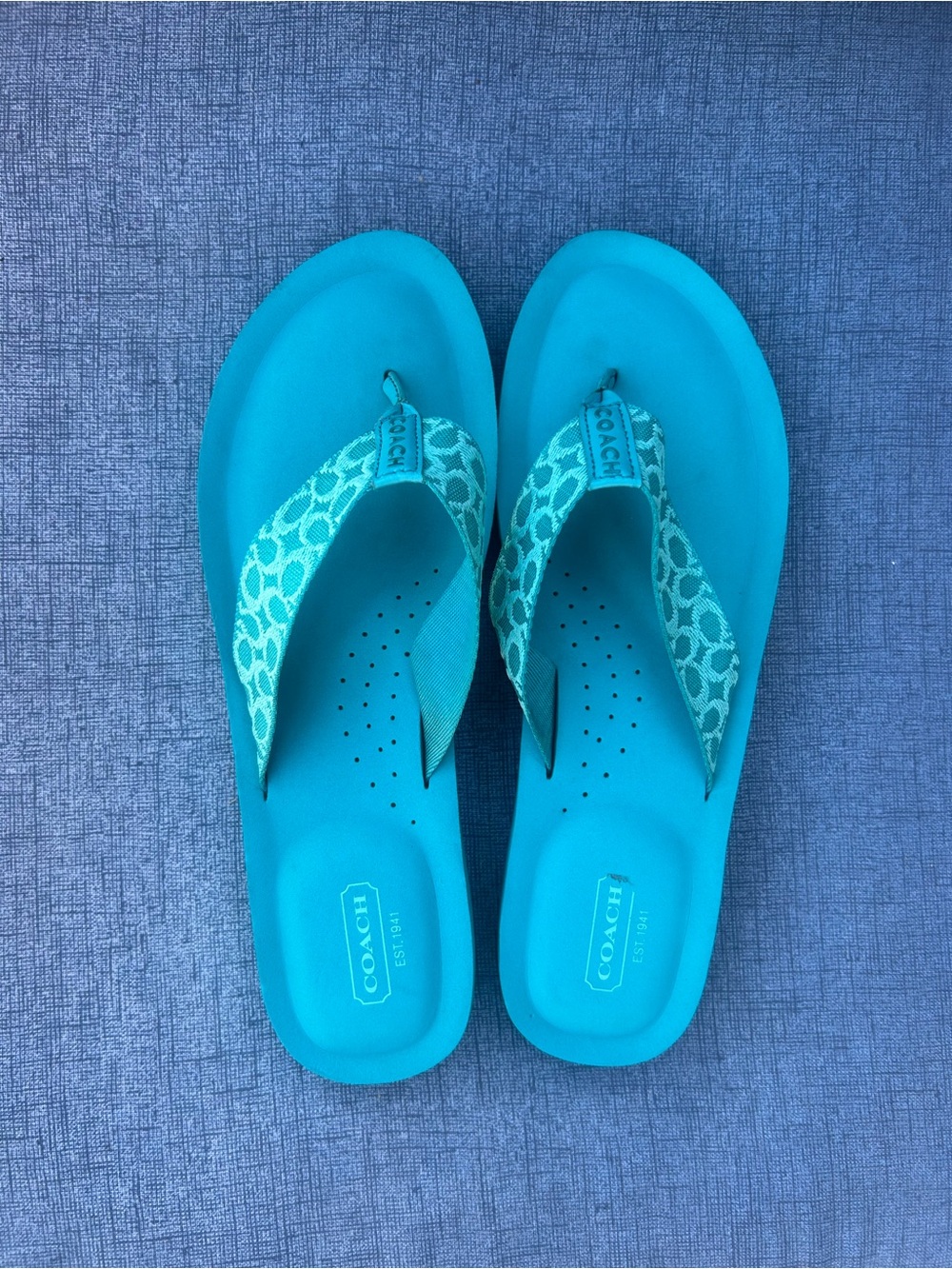 COACH Jessalyn Surf Fiji Signature Monogram Flip Flop Thong Sandals Womens 11B - Picture 5 of 8